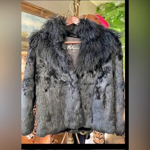 Elegant Vintage Black Rabbit Fur & Mohair Jacket